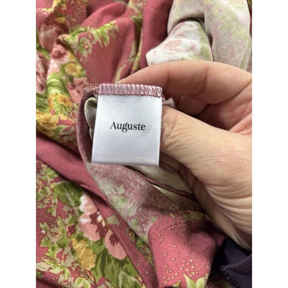 Auguste the Label Bonnie Beachside Peasant Mini Dress Peach Pink Floral 6 - Picture 9 of 16